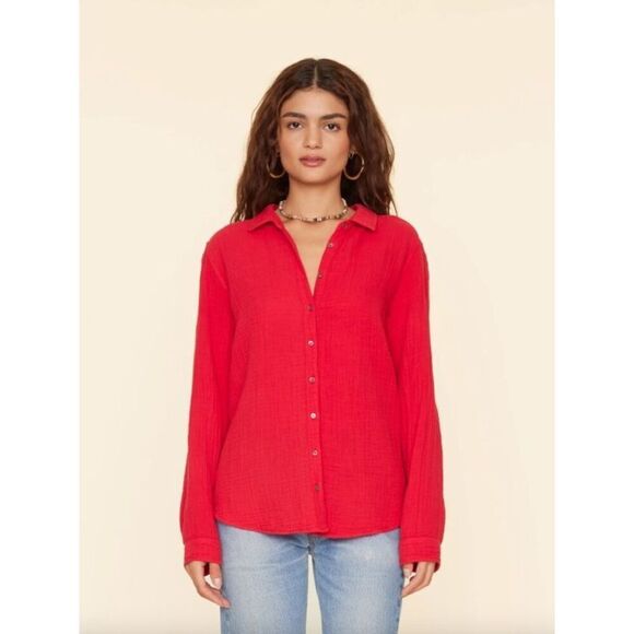 Xirena Scout Shirt Gauze Red Medium - Picture 1 of 8